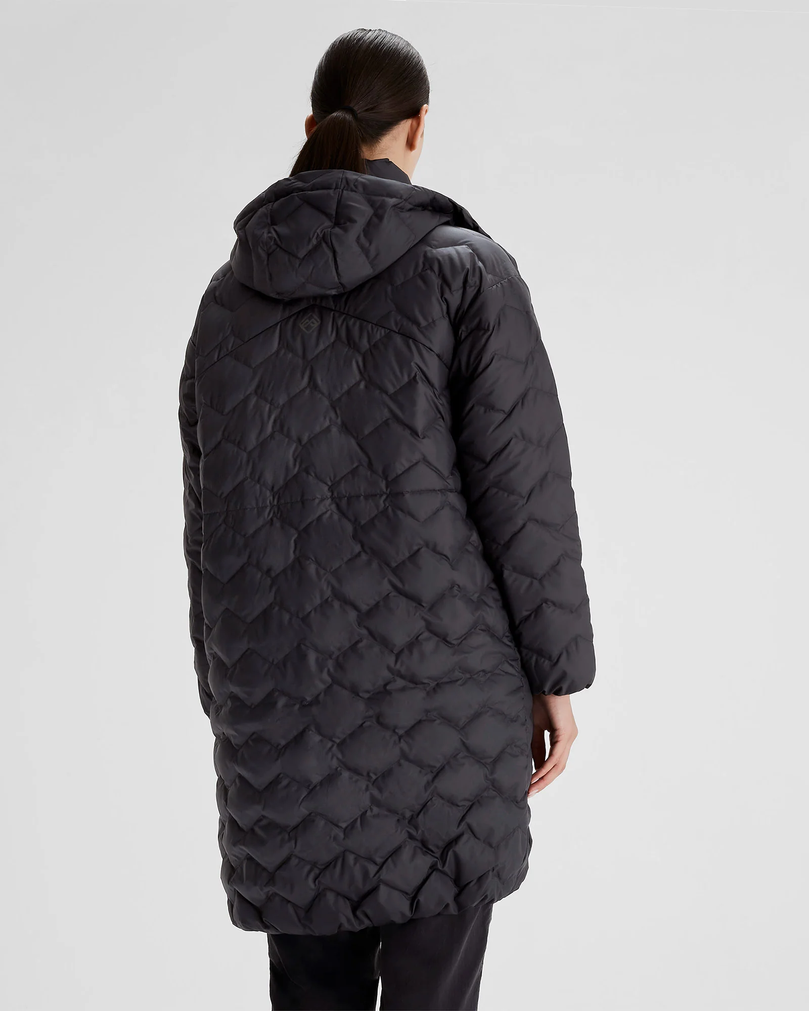 Women's Any Time Down Hooded Parka  Jacket- Black Stingray - Image 3