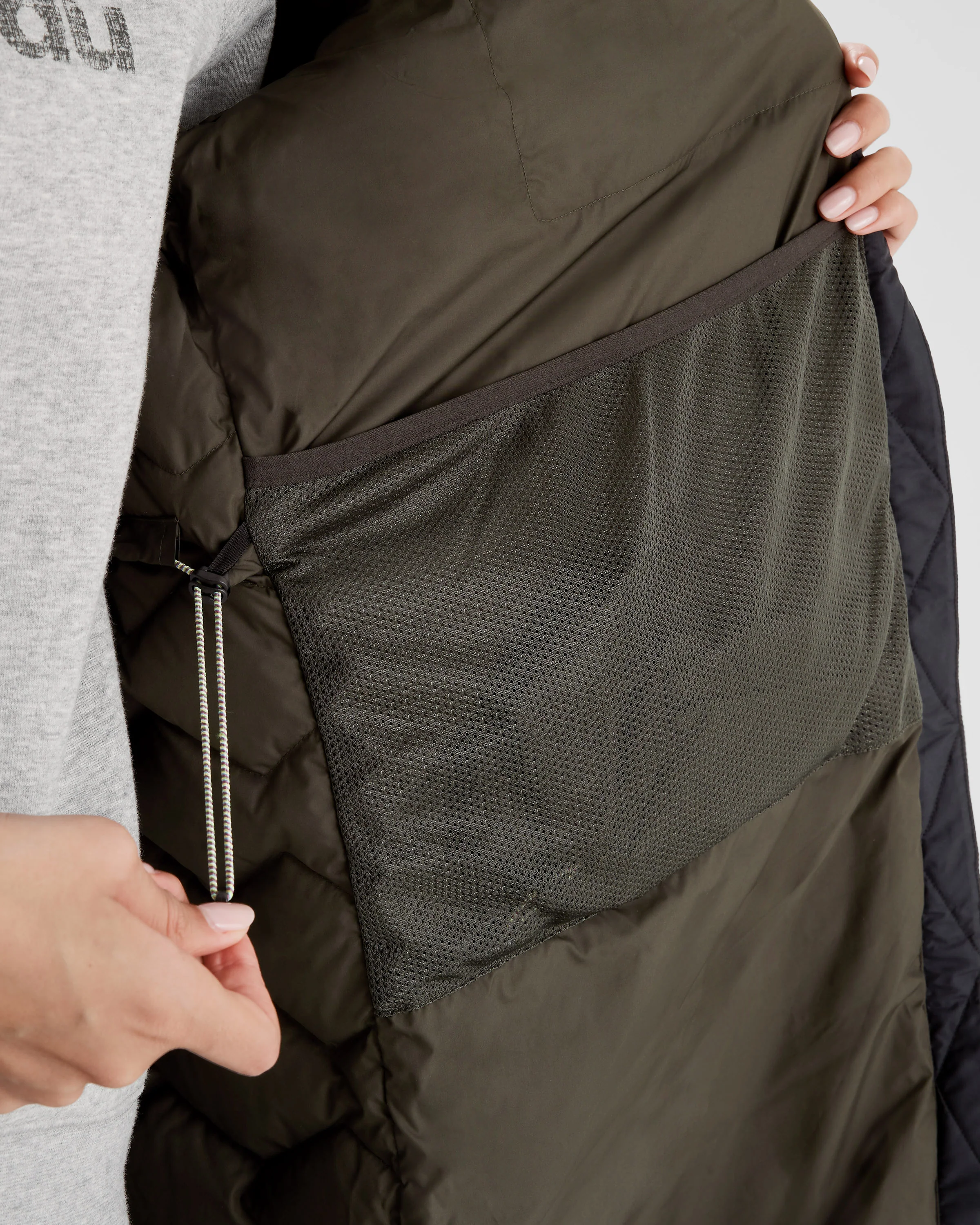 Women's Any Time Down Hooded Parka  Jacket- Black Stingray - Image 6