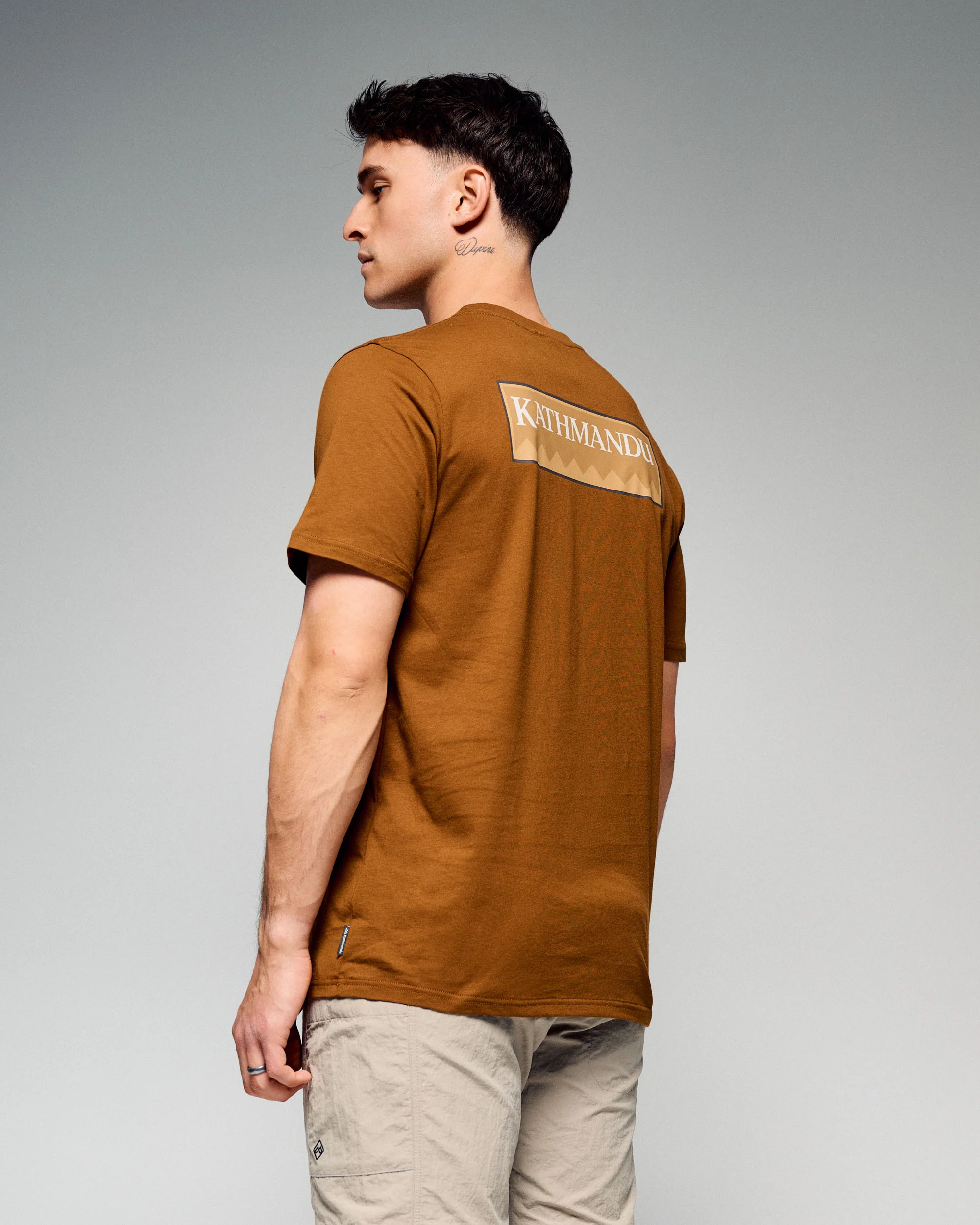 Men's Heritage Logo Organic Cotton T-Shirt - Bark - Image 2