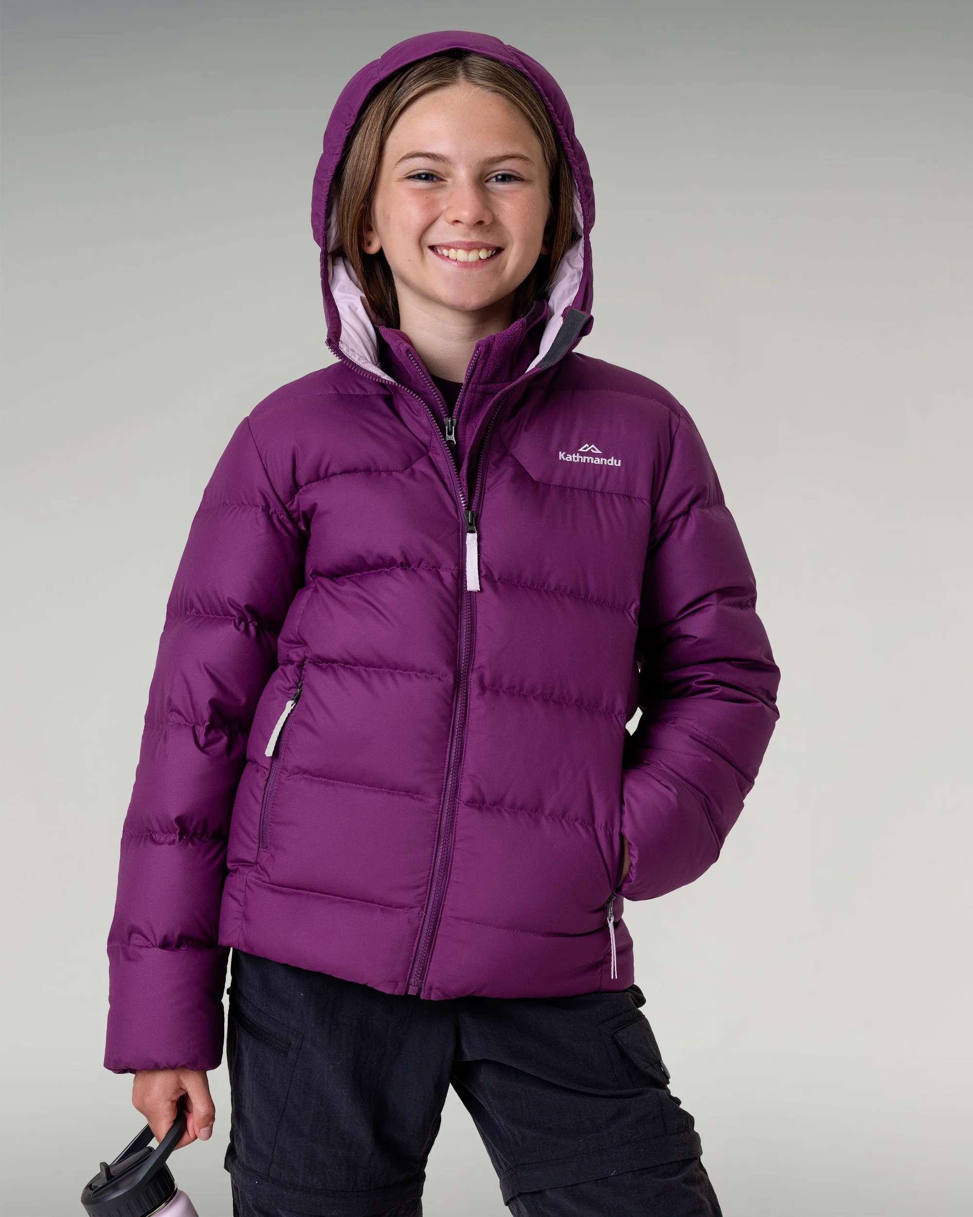 Kids' Epiq Down Hooded Jacket - Berry - Image 6