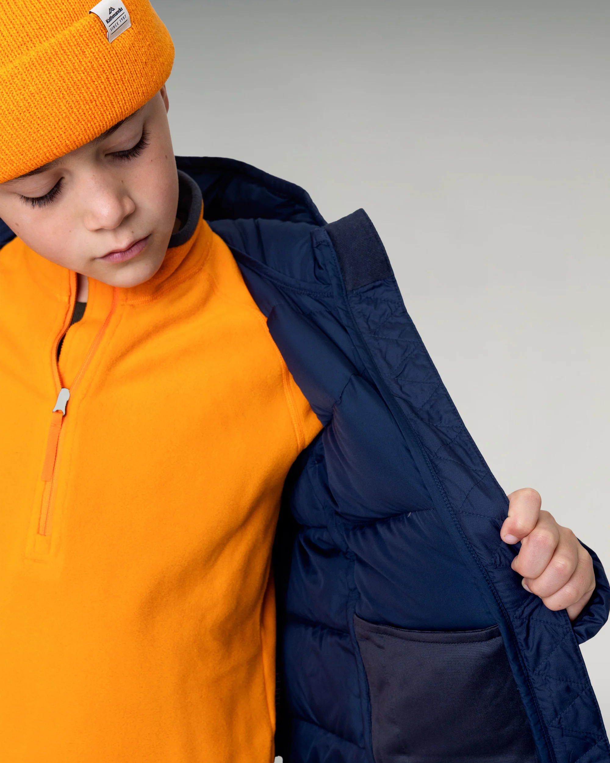 Kids' Epiq Down Hooded Jacket - Classic Navy - Image 5