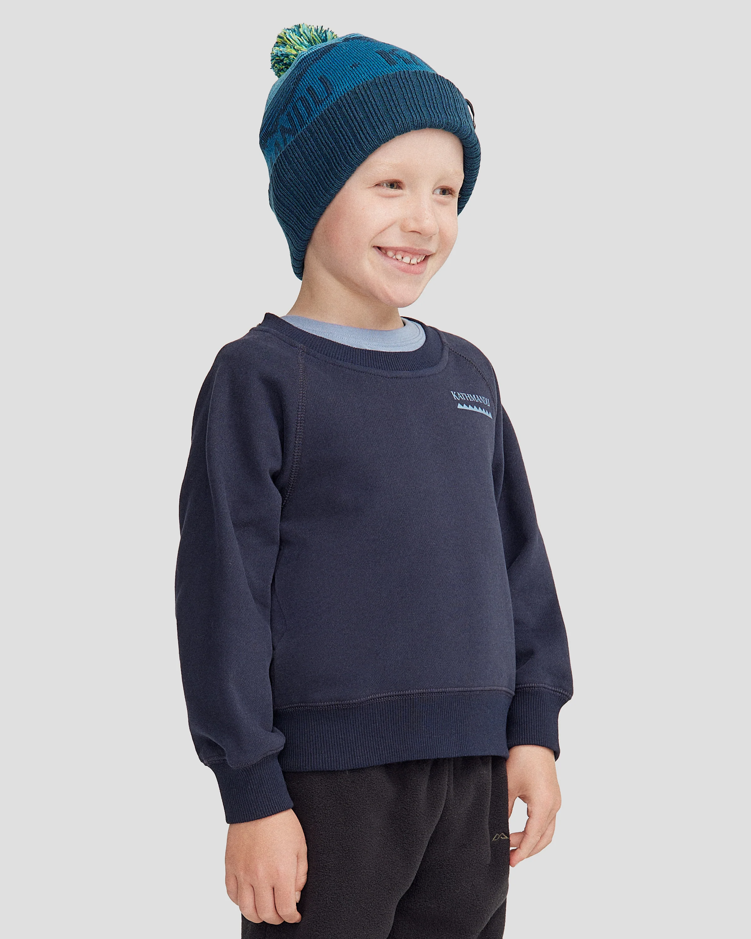 Kids' Heritage Logo Brushed Crew - Pure Navy - Image 4