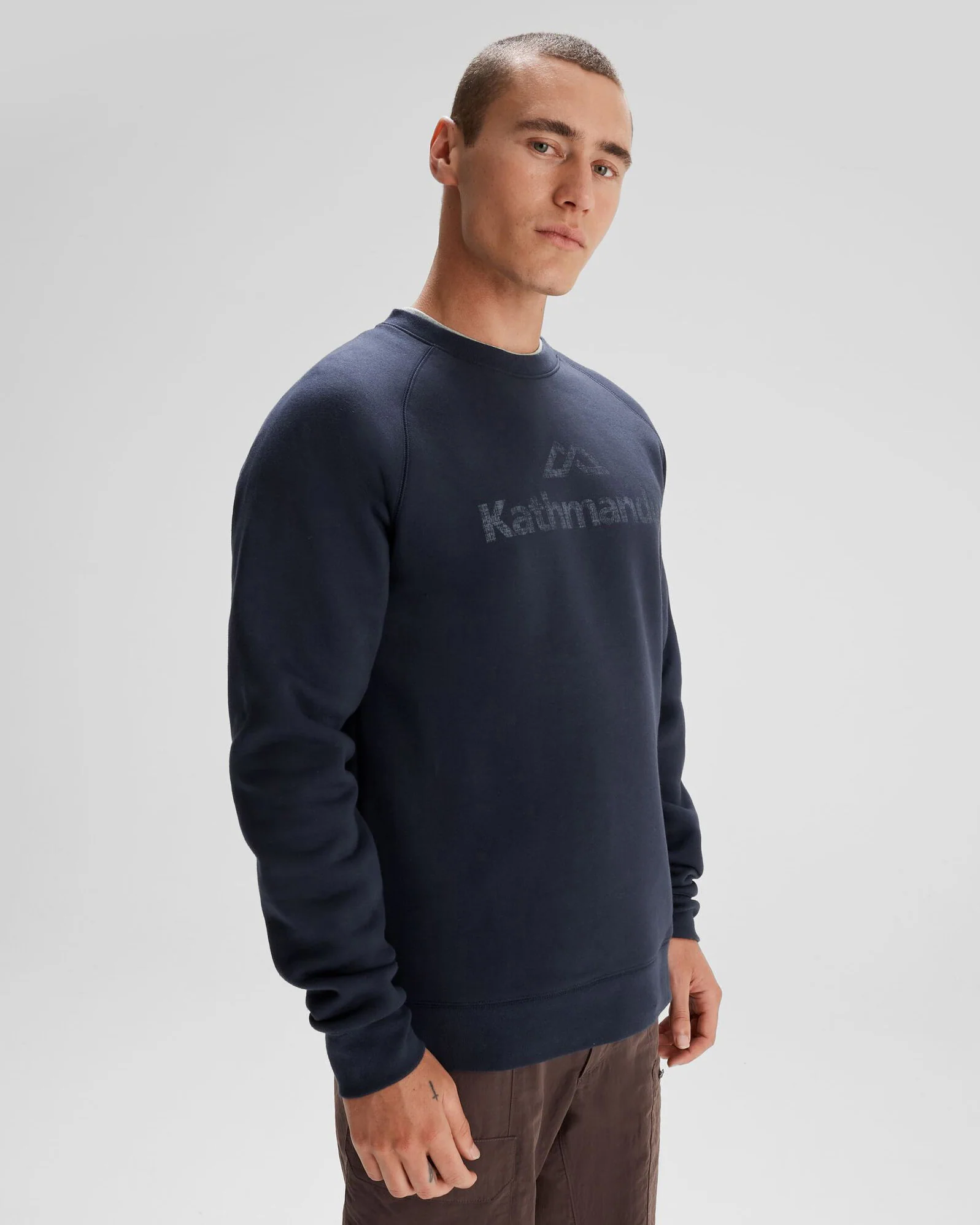Men's Kathmandu Logo Crew Sweater - Pure Navy