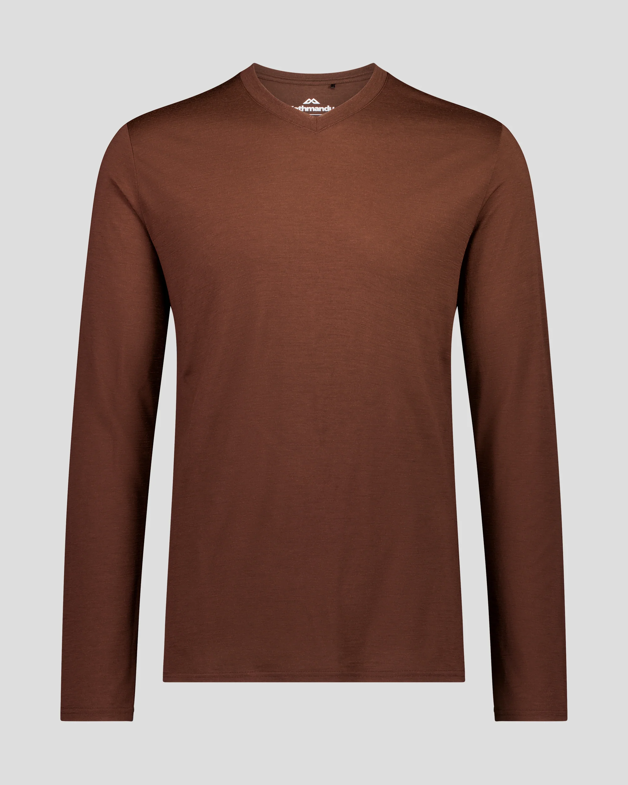 Men's 100% Merino Long Sleeve V-Top - Cocoa - Image 4