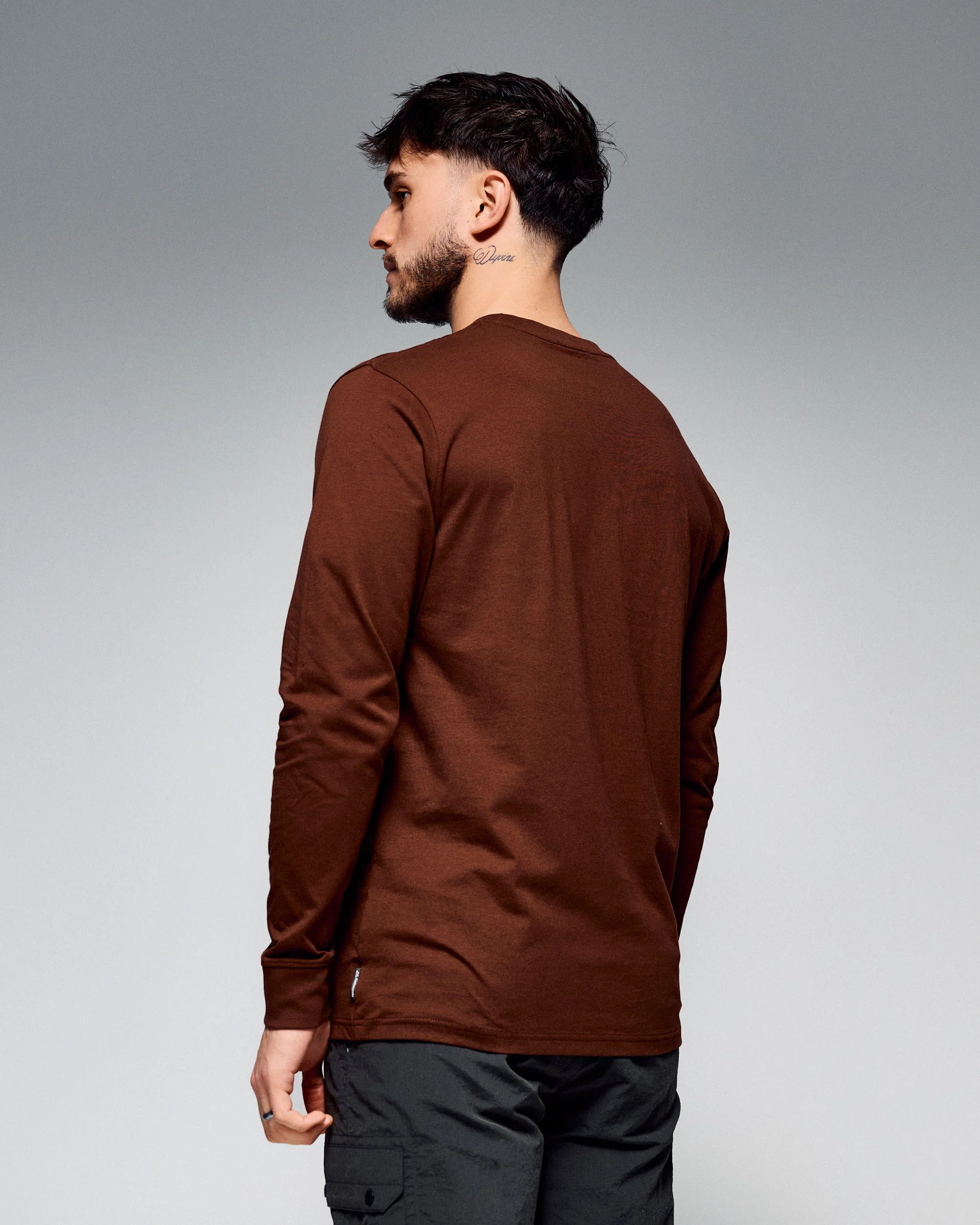 Men's Lizard Organic Cotton Long Sleeve T-Shirt Cocoa - Image 4