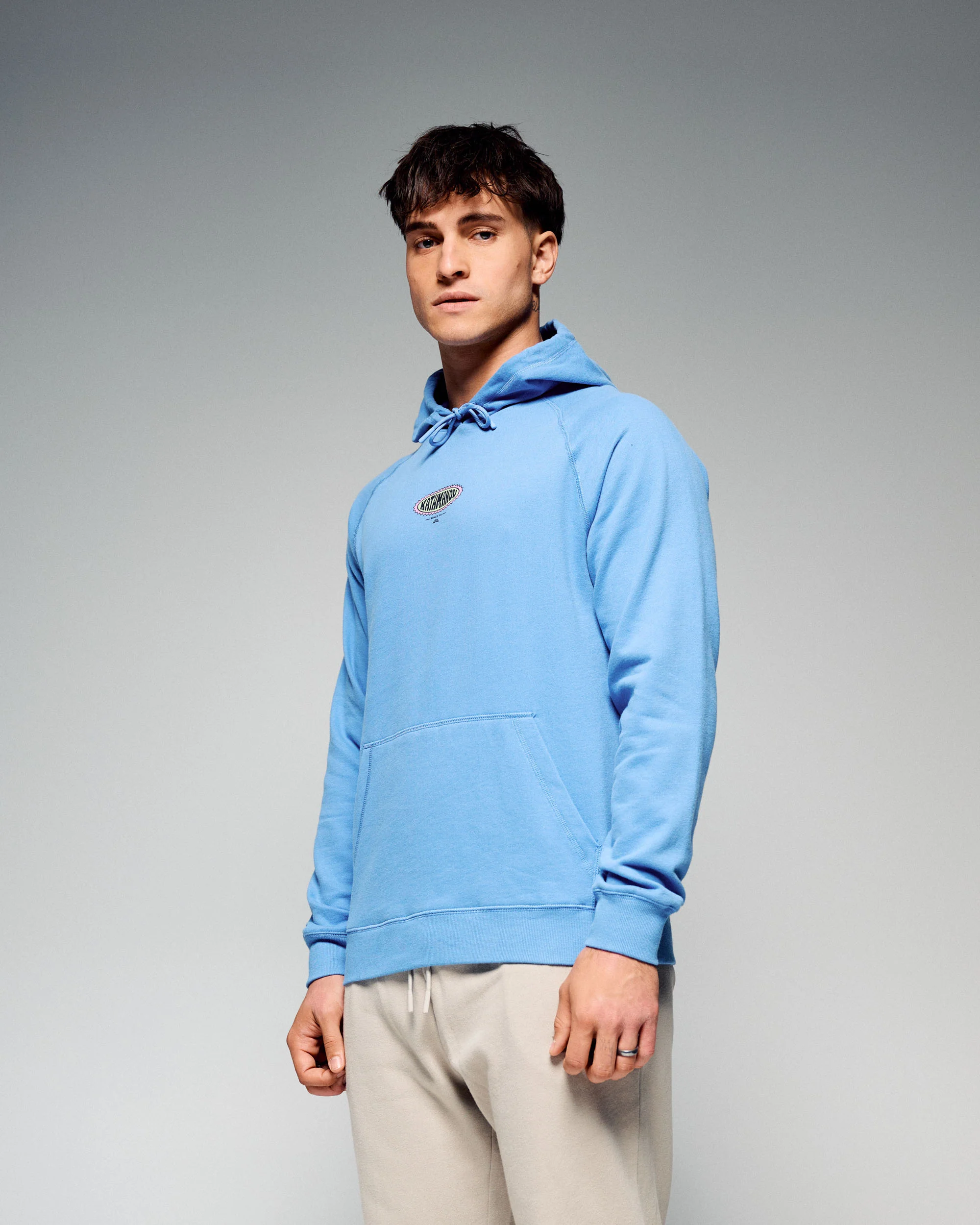 Men’s Retro Badge Hoodie  -  Washed Peri