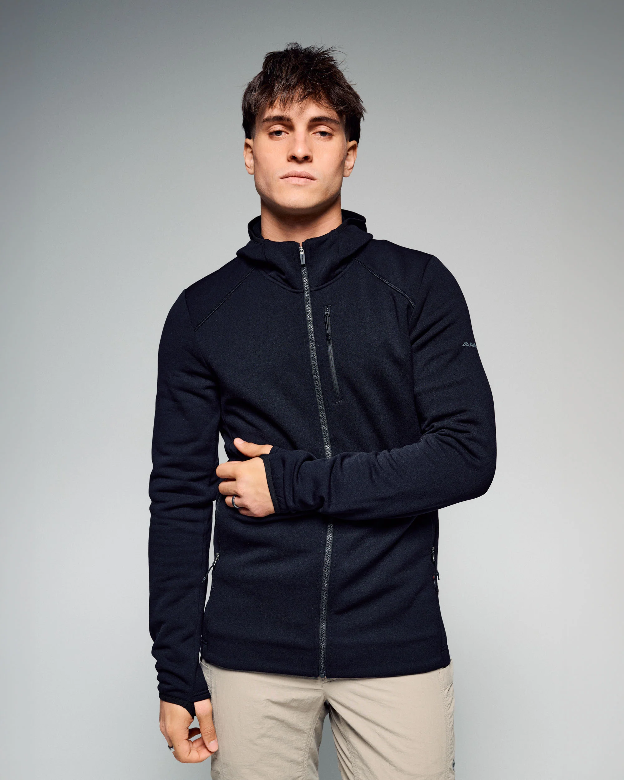 Men's Ridge Power Stretch Fleece Hood Jacket - Black Stingray