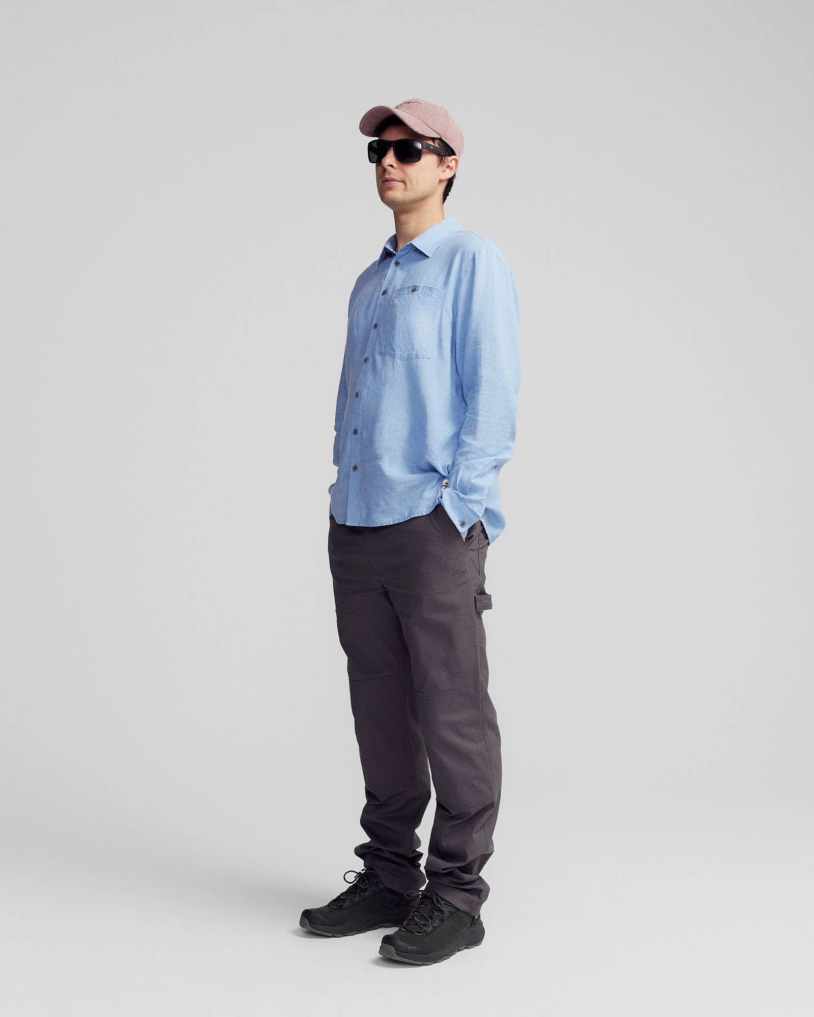Men’s Weekend Natural Long Sleeve Shirt - Washed Peri Chambray - Image 2