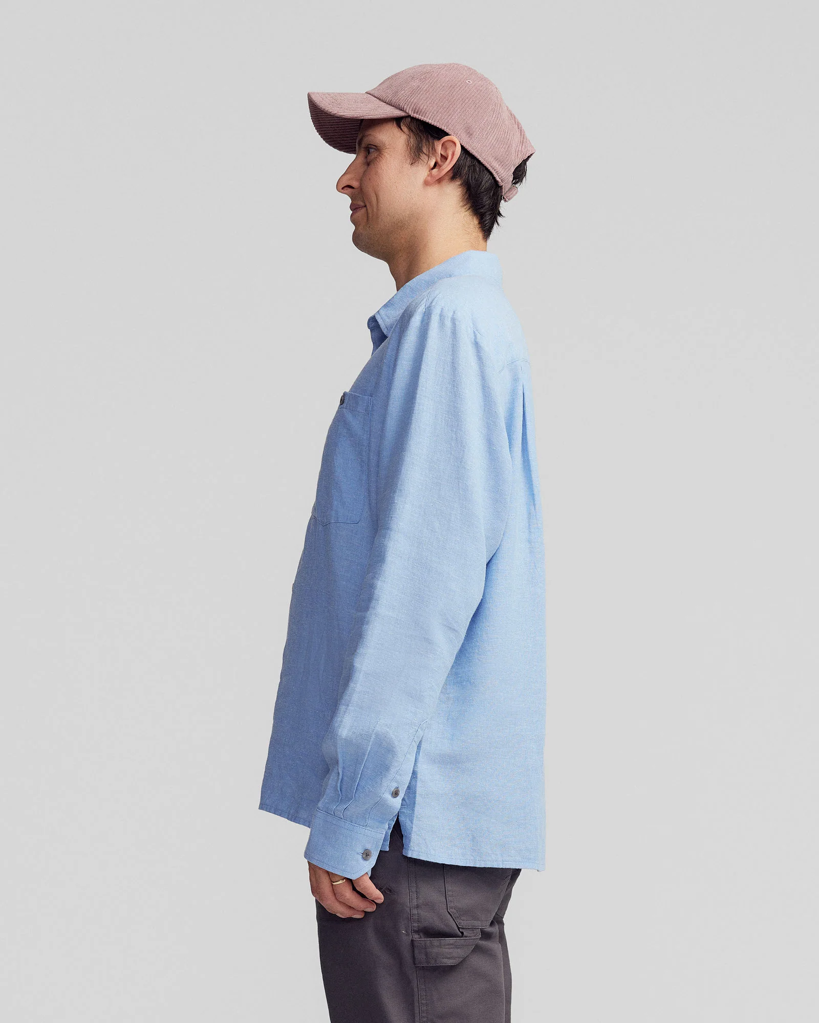 Men’s Weekend Natural Long Sleeve Shirt - Washed Peri Chambray - Image 3