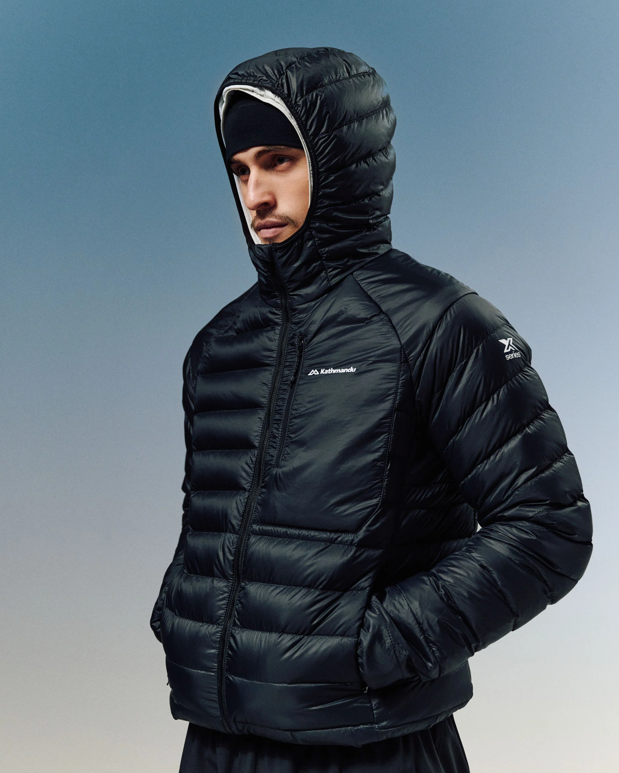 Men's XT Series Cordura LT Down Hooded Jacket - Black Stingray - Image 2