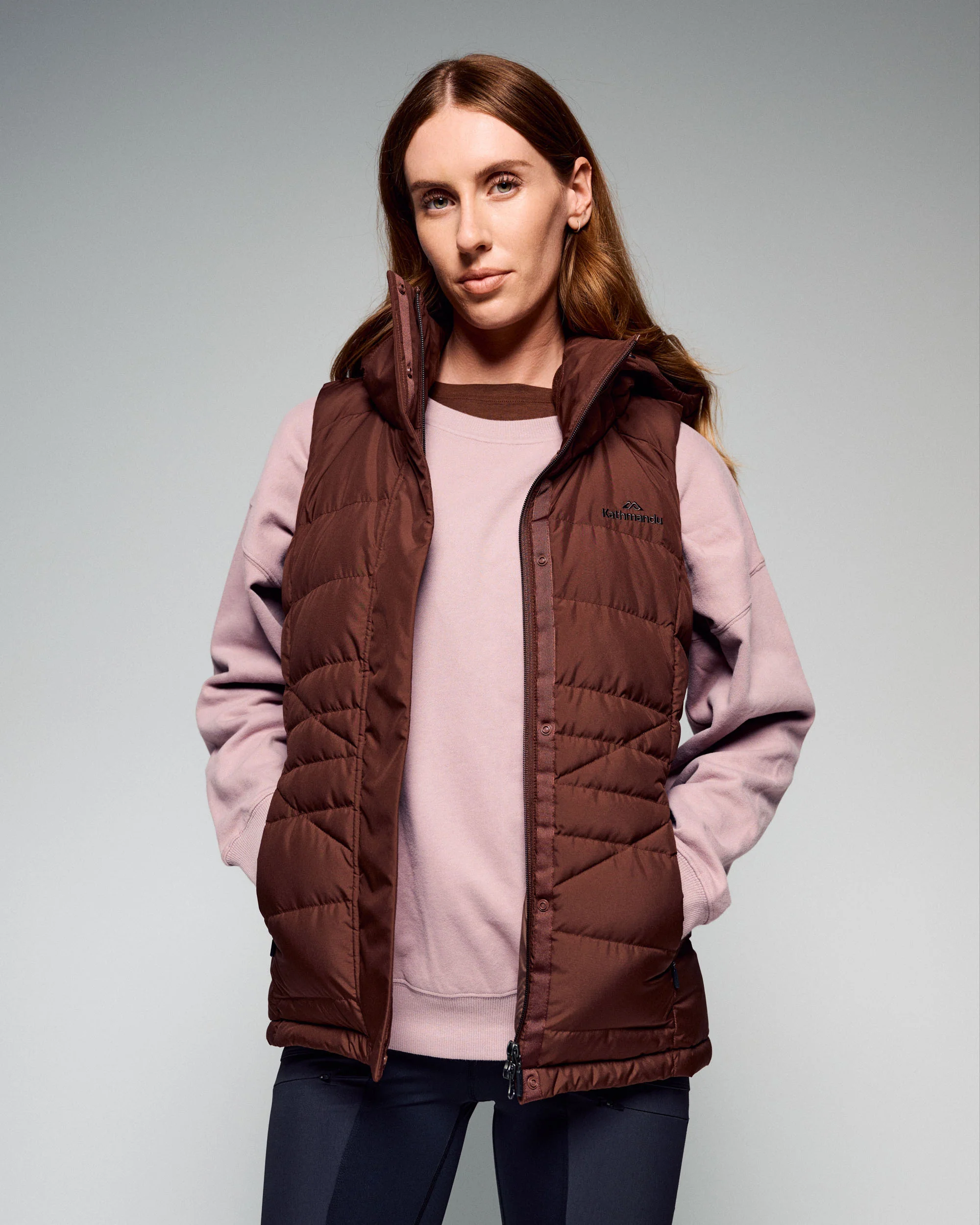 Women's Winterburn Hooded Down Vest - Cocoa