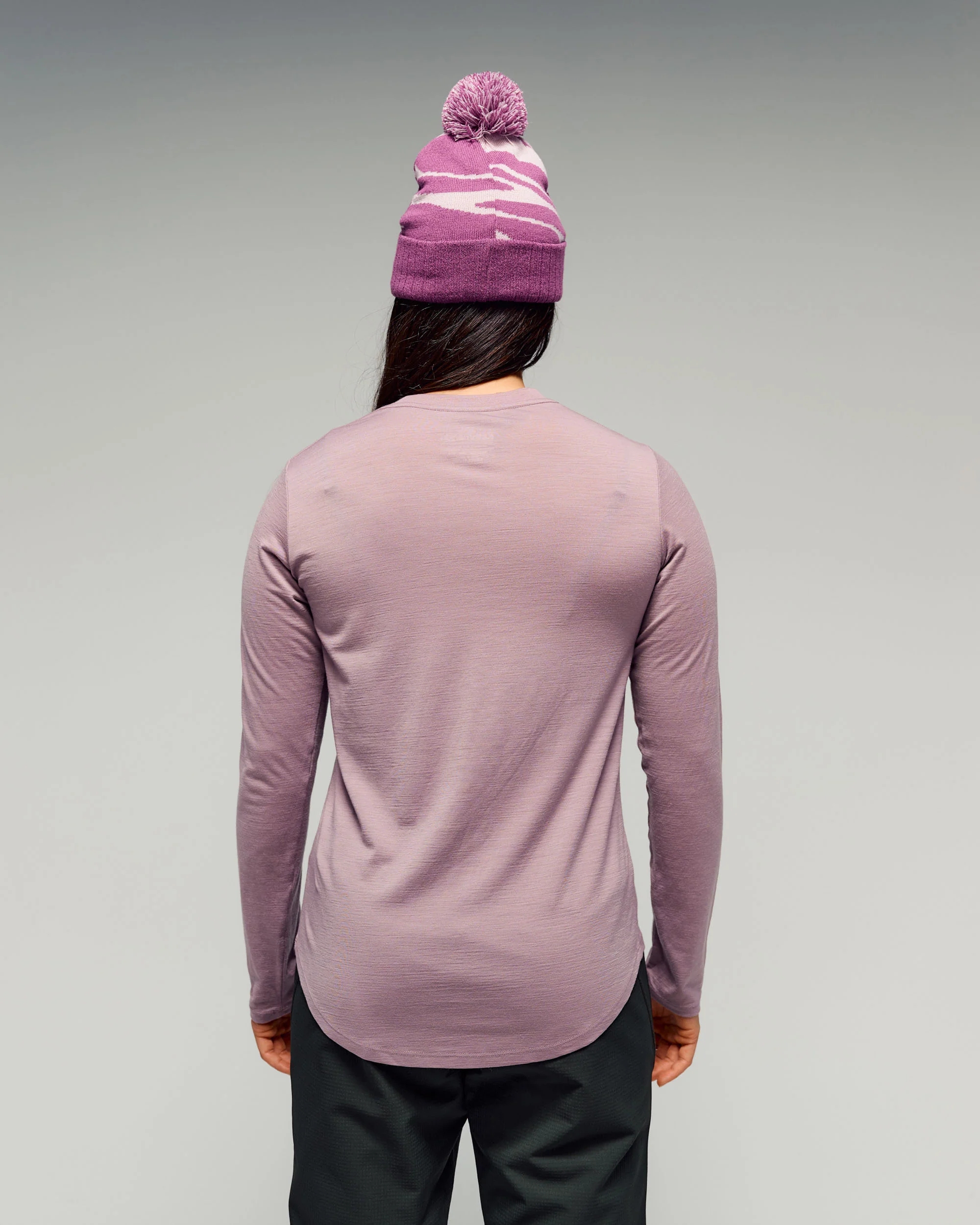 Women's 100% Merino Long Sleeve Crew Top - Thistle - Image 3