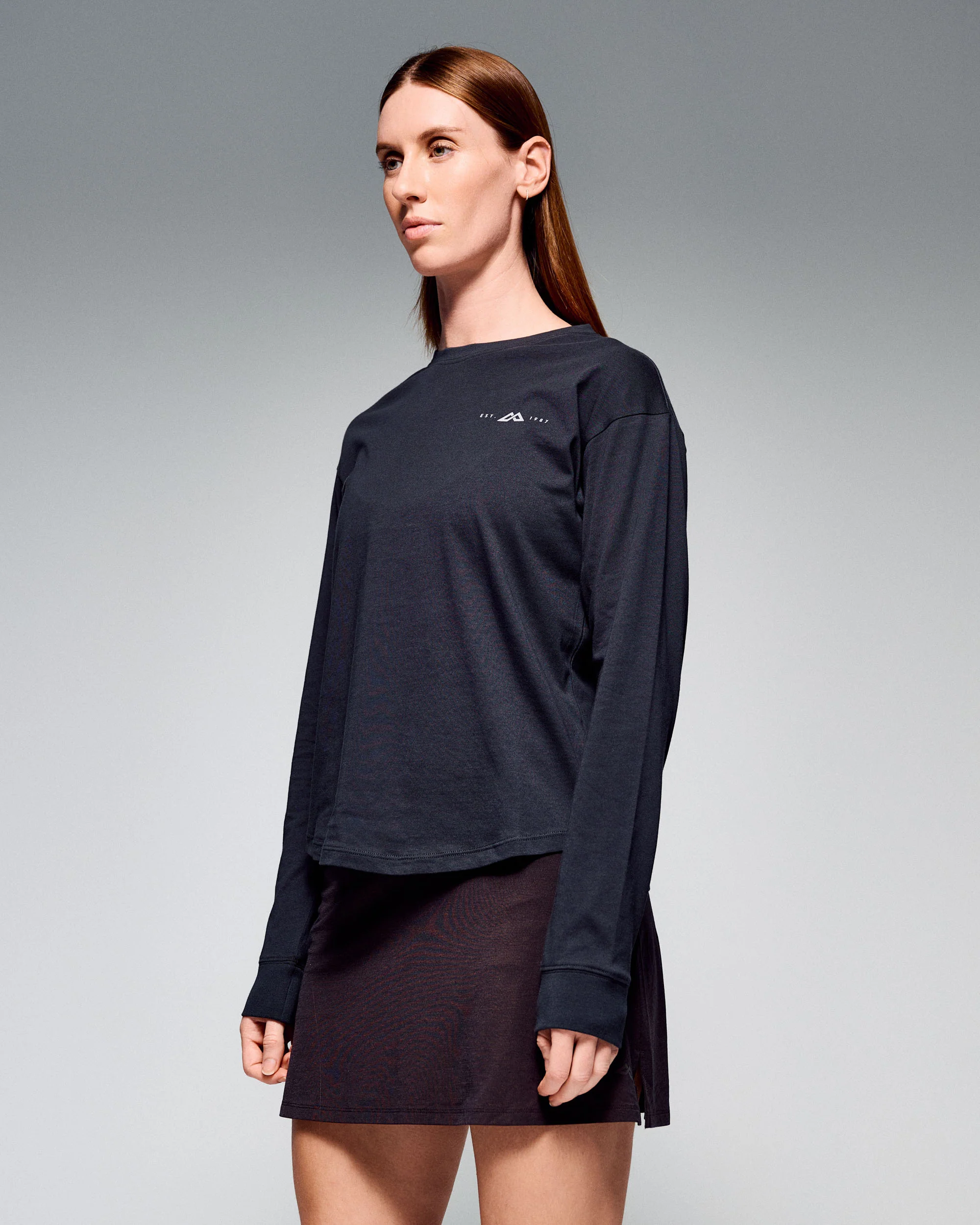 Women's 1987 Organic Cotton L/S Tee - Washed Black - Image 3