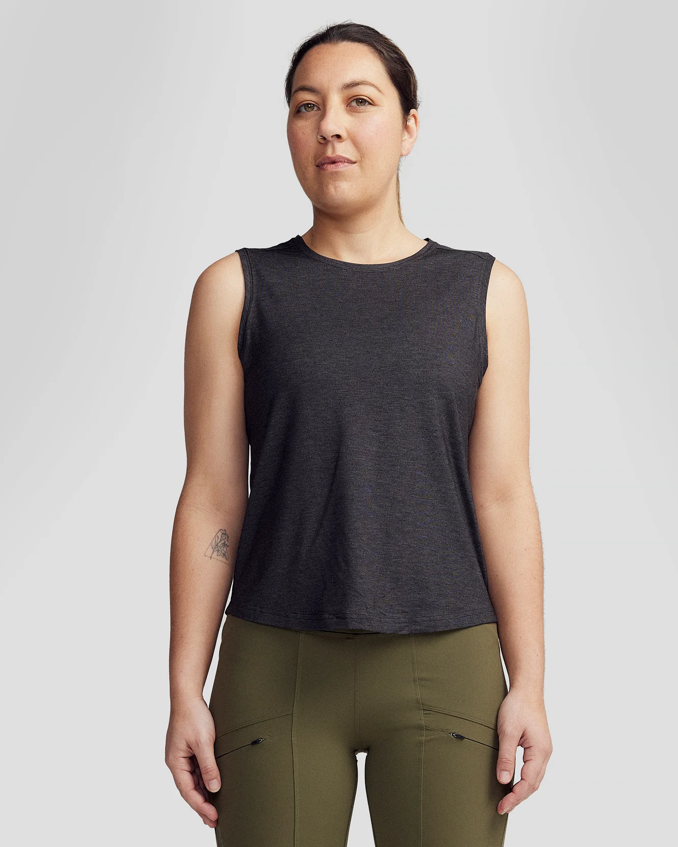 Women’s Anytime Boxy Tank - Charcoal Marle