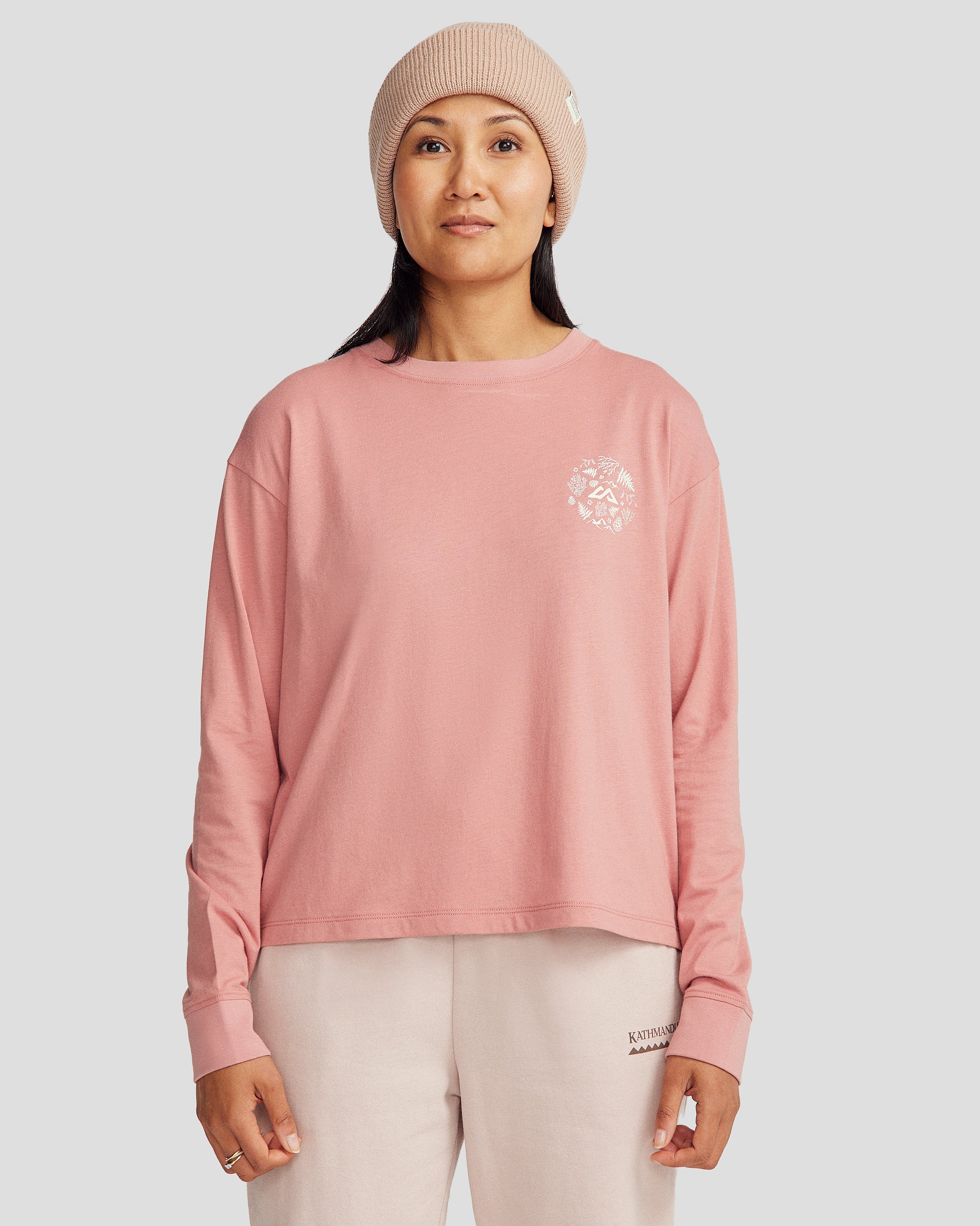 Women's Nature Icons Organic Cotton Long Sleeve T-shirt - Light Clay