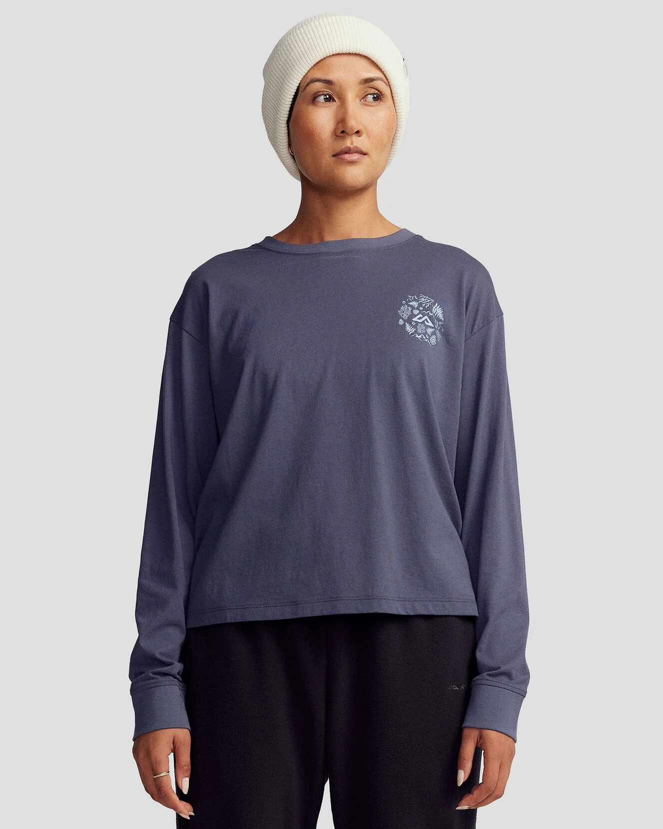 Women's Nature Icons Organic Cotton Long Sleeve T-shirt - Mid Navy